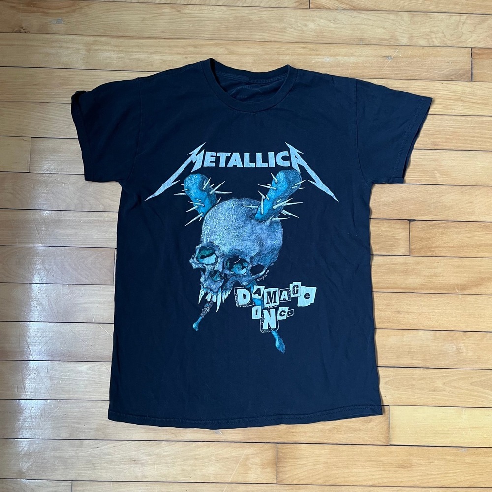 Metallica Damage Inc Pushead Skull Graphic T-Shirt Black Small Short Sleeve